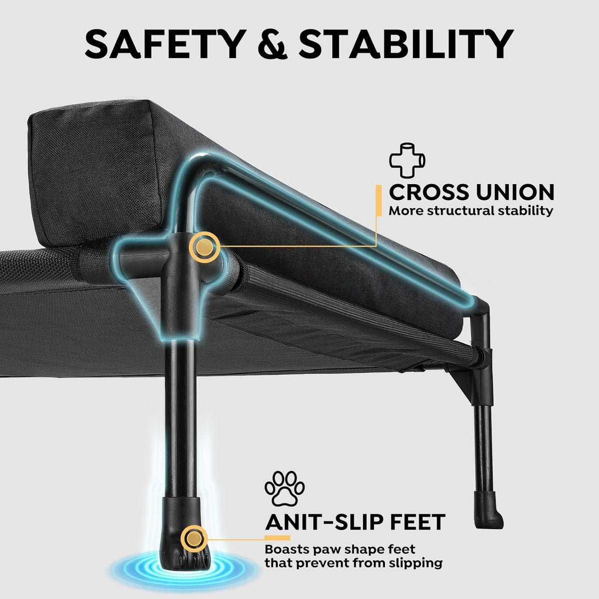Veehoo Outdoor Elevated Dog Bed-Cooling Raised Dog Cot for Large - Black / 29.0"L x 18.0"W x 11.0"Th - image 3
