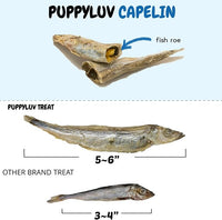 Puppyluv Treat - Freeze Dried Capelin Dog & Cat Treats, Rich Fish Oil with Omega 3 Fatty Acides to Support Skin and Coat, Whole Fish, Grain Free, 2.3oz