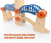 Orbrium wooden train track accessories with elevated columns, bridges and tunnel - view 3