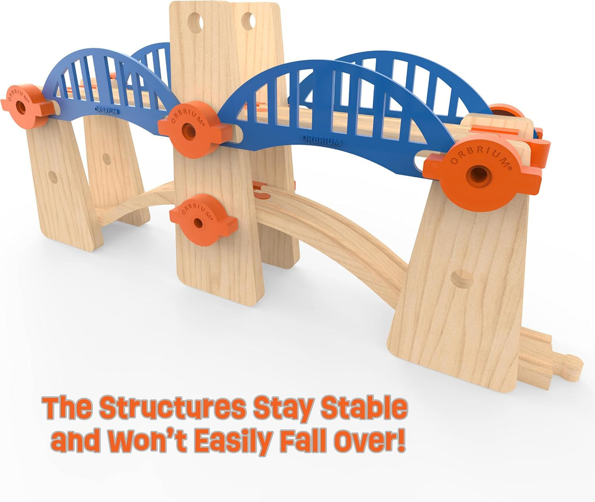 Orbrium wooden train track accessories with elevated columns, bridges and tunnel - view 3