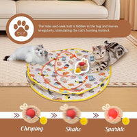 28-Inch Automatic Cat Toys Cat Play Mat with Motion-Activated Rolling Ball–Interactive Hide-and-Seek Cat Toy for Indoor Cats’ Exercise