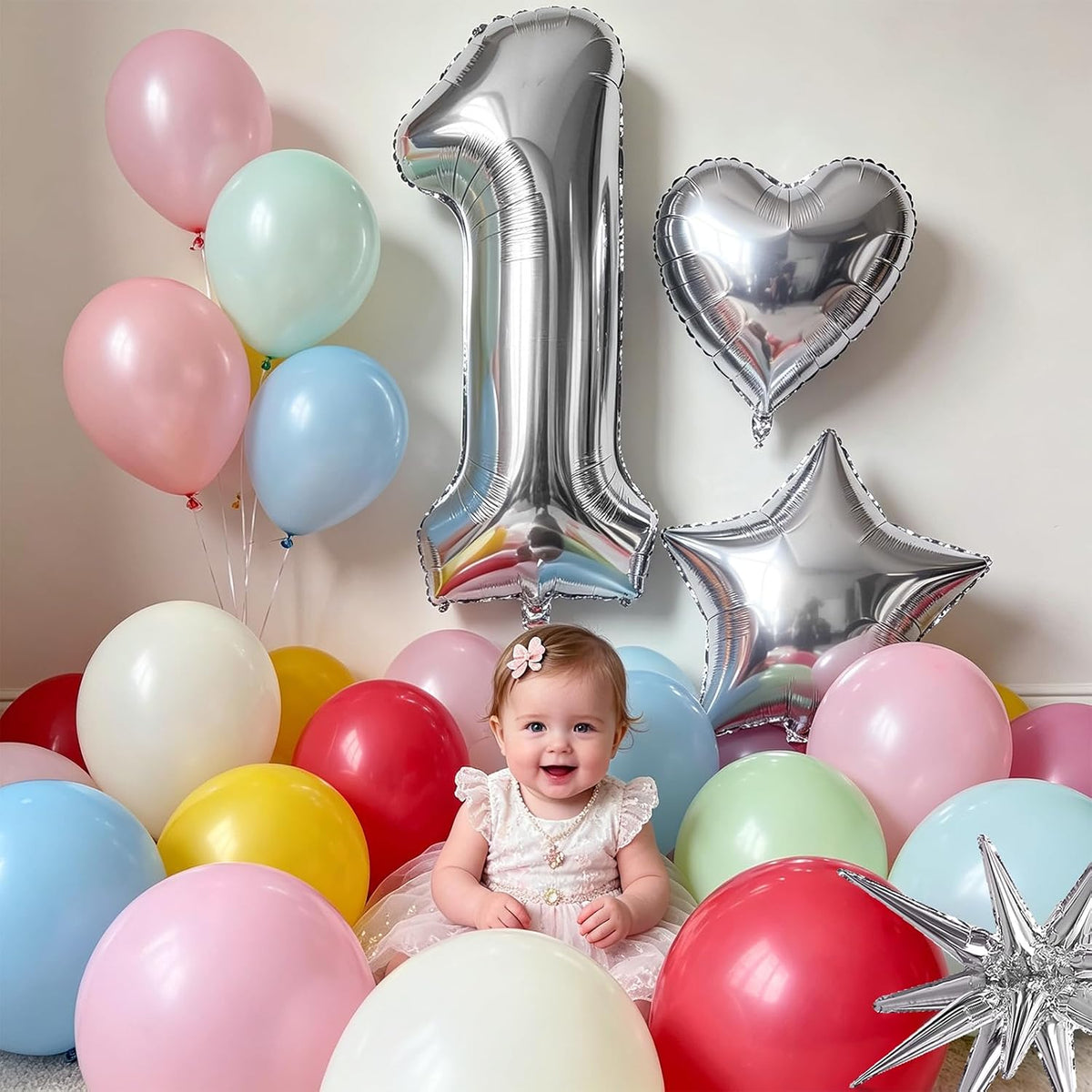 TONIFUL 40 Inch Red Number 3 Balloons Large Foil 3rd Birthday - Silver Set / Number 1 - image 4