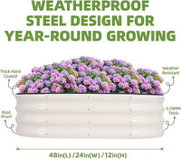 G GOOD GAIN Galvanized Metal Raised Garden Bed Kit - 4x2x1FT Outdoor Planter Box with Safety Edging and Gloves for Vegetables, Fruits, Flowers(White, 2PC)
