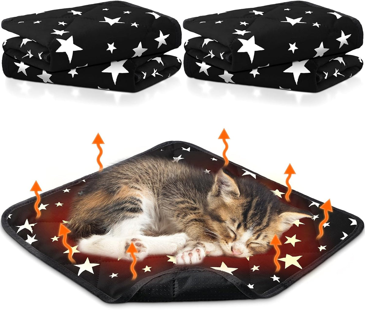 4 Pack Self Warming Cat Bed - Black / 12'' X 12'' / Square
