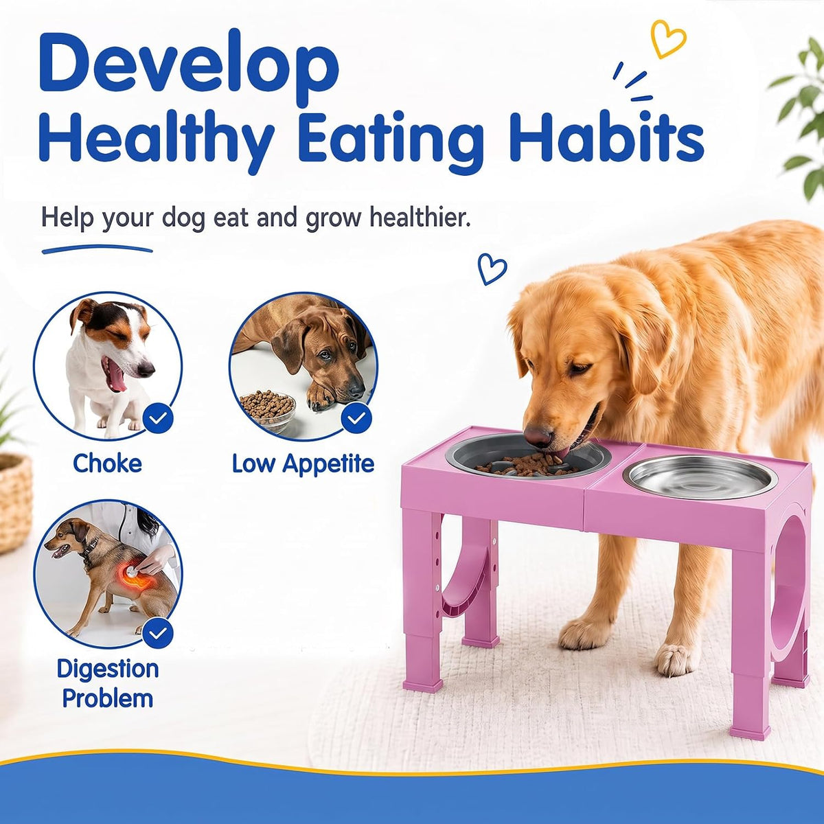 XIAZ Elevated Dog Bowls Large Breed Raised Dogs Bowl Stand - C-Pink / Mid - image 4