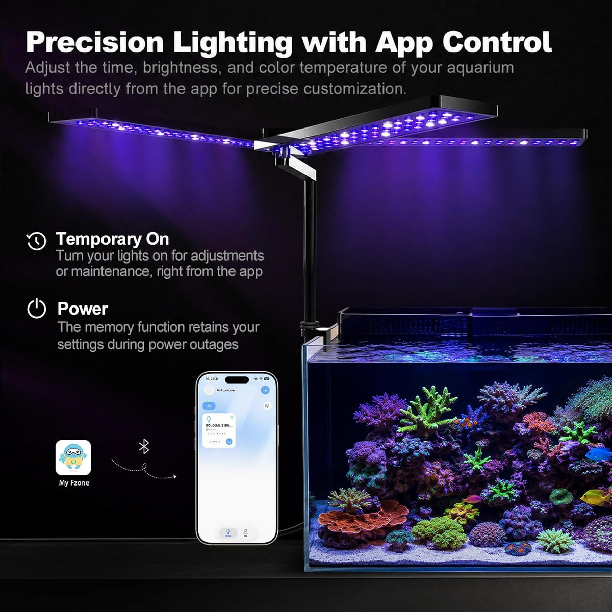 FZONE Solo Series Nano Aquarium Light for Freshwater and Planted Tanks – Essentials for Fish - Blue- Marine - image 3