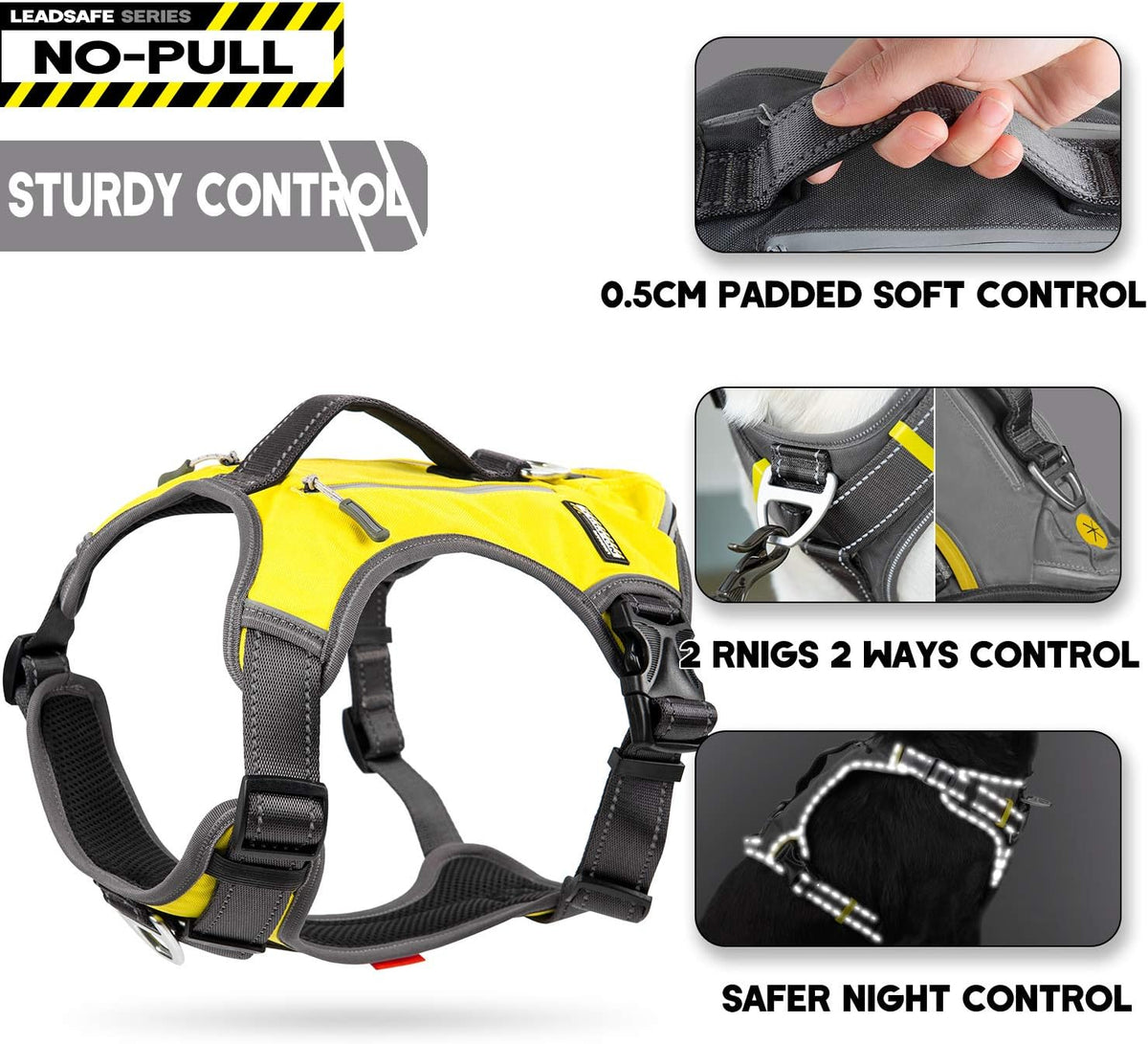 Fida Dog Harness, No-Pull Pet Vest with Saddle Bags Backpack - Small (Neck:14"-18";Chest:20"-22.5") / Yellow - image 3