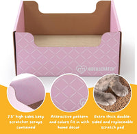 Hide & Scratch Cardboard Cat Scratcher Box & Bed Dark Grey Diamond Pad – Essentials for Cats - Light Pink Diamond - image 3