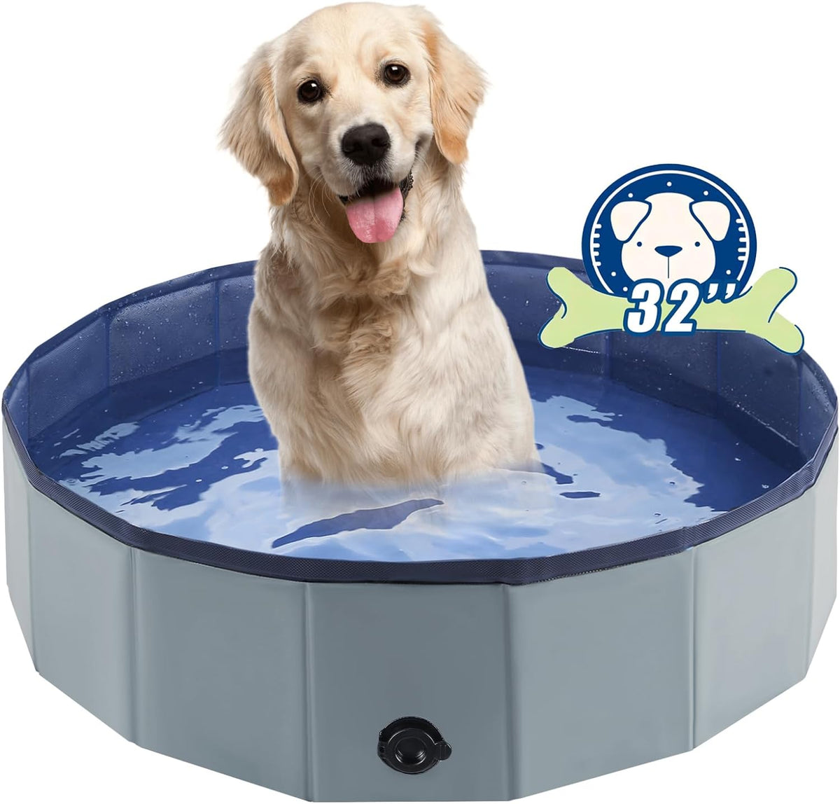 Foldable Dog Pool, Portable Pet Bath Tub and Kiddie Swimming Pool – Essentials for Dogs - 32"-S / Gray