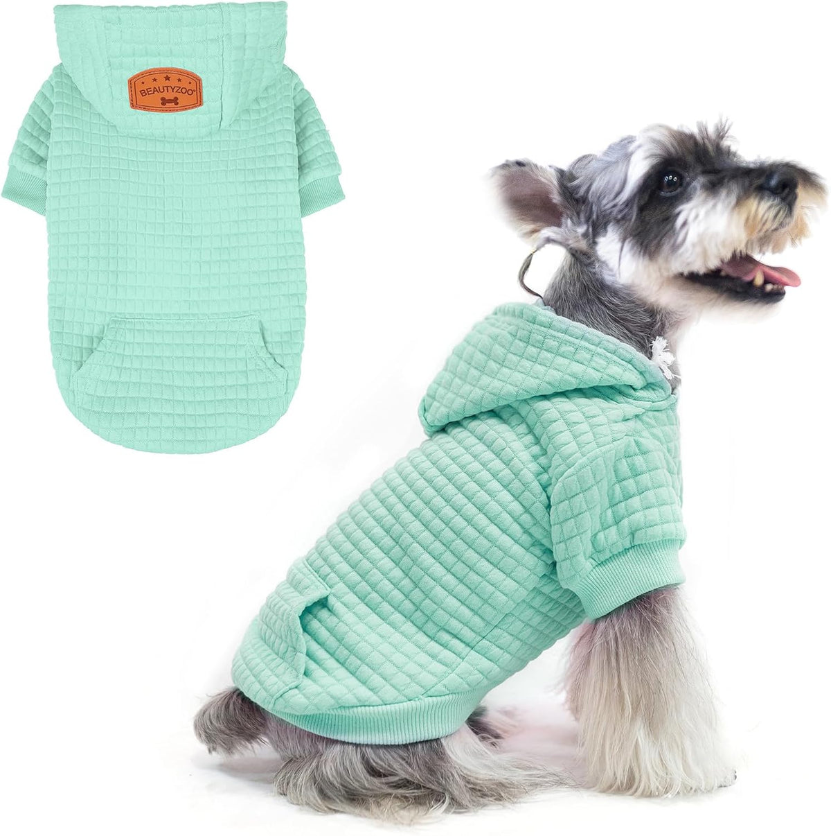 Small Dog Hoodie,Warm Winter Dog Sweater with Pocket & Leash Hole – Essentials for Dogs - Mint Green / S (Back: 12",Chest: 16", Neck: 10")