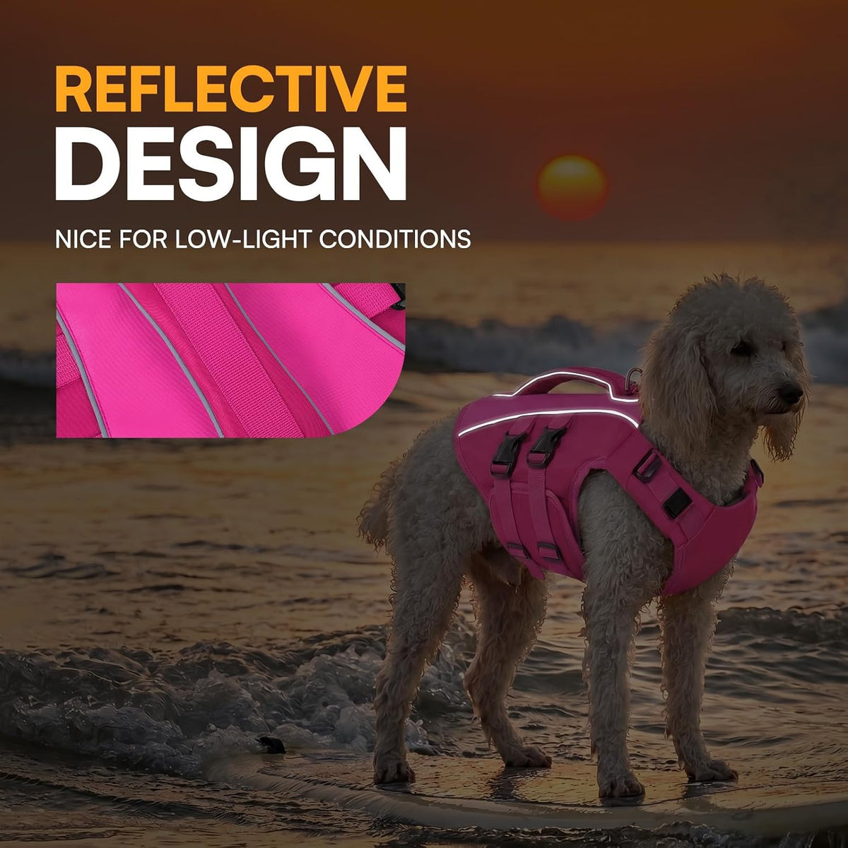 Dog Life Jacket Medium,Ripstop Dog Flotation Vest for Medium Dogs – Essentials for Dogs - Large / Rosered - image 2