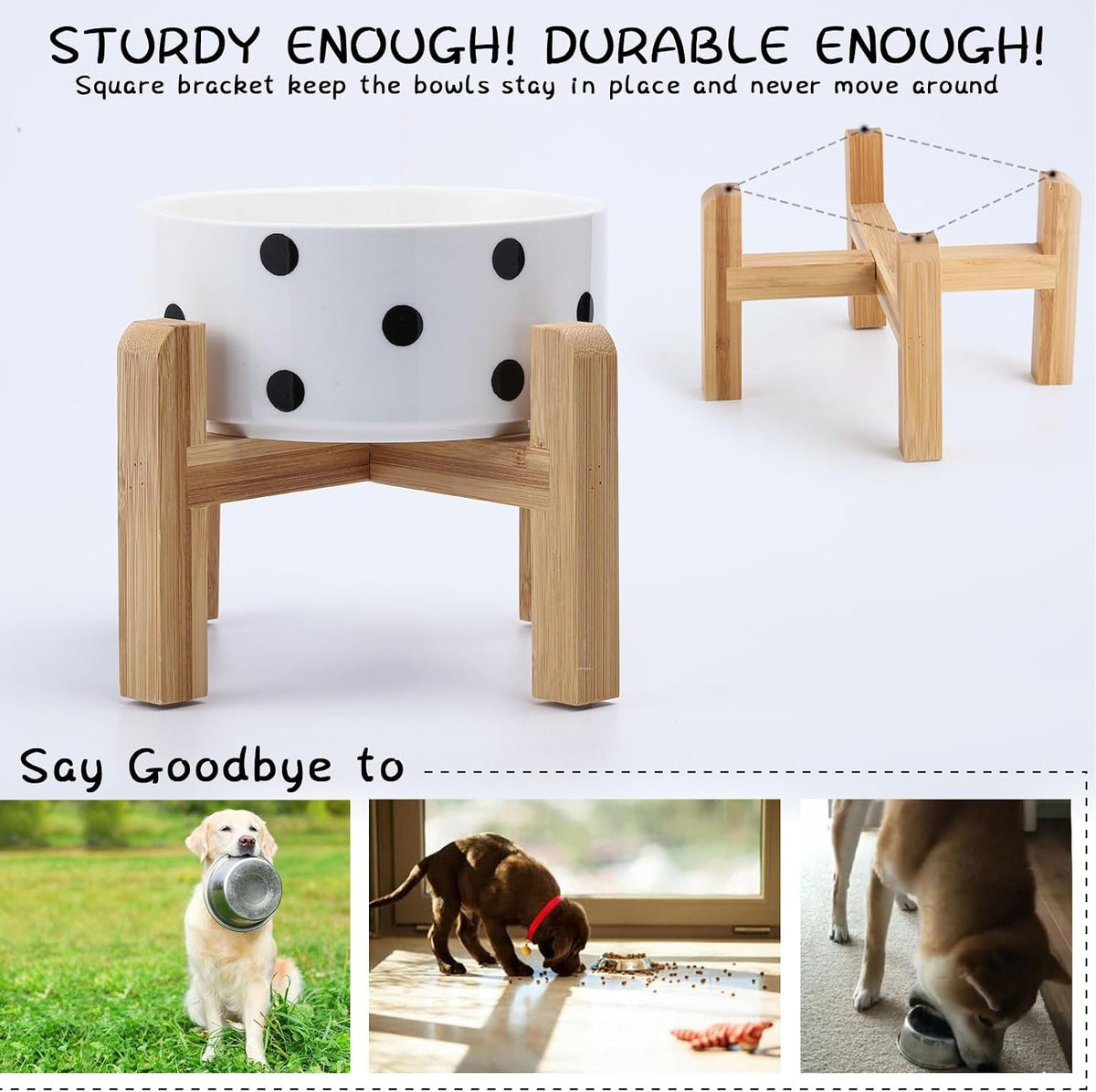 28 OZ Rust Red Elevated/Raised Ceramic Dog Bowl for Small and Medium - Black Dot / 1.7 Cups - Small - image 4