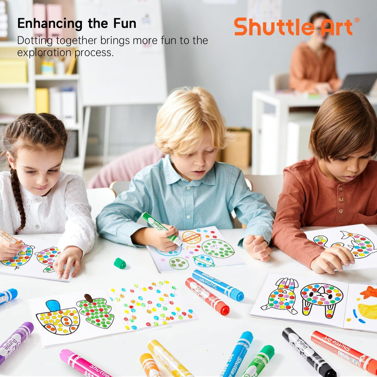 Shuttle Art Dot Markers, 10 Colors Washable Markers for Toddlers - 10 Colors / 20 - image 3