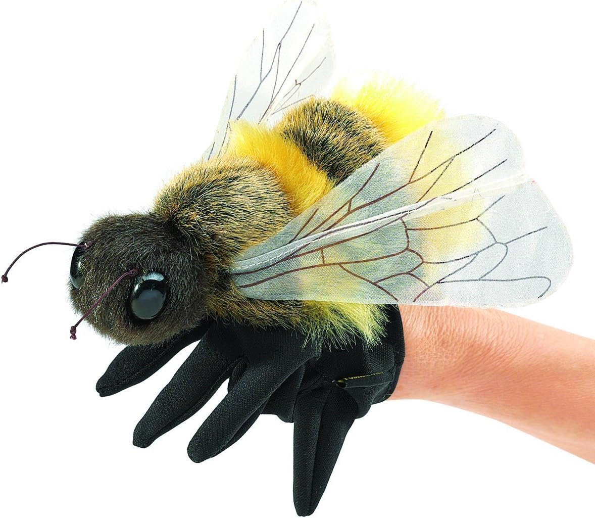 Folkmanis Honey Bee Hand Puppet, Yellow, Black – Fun for Kids & Family