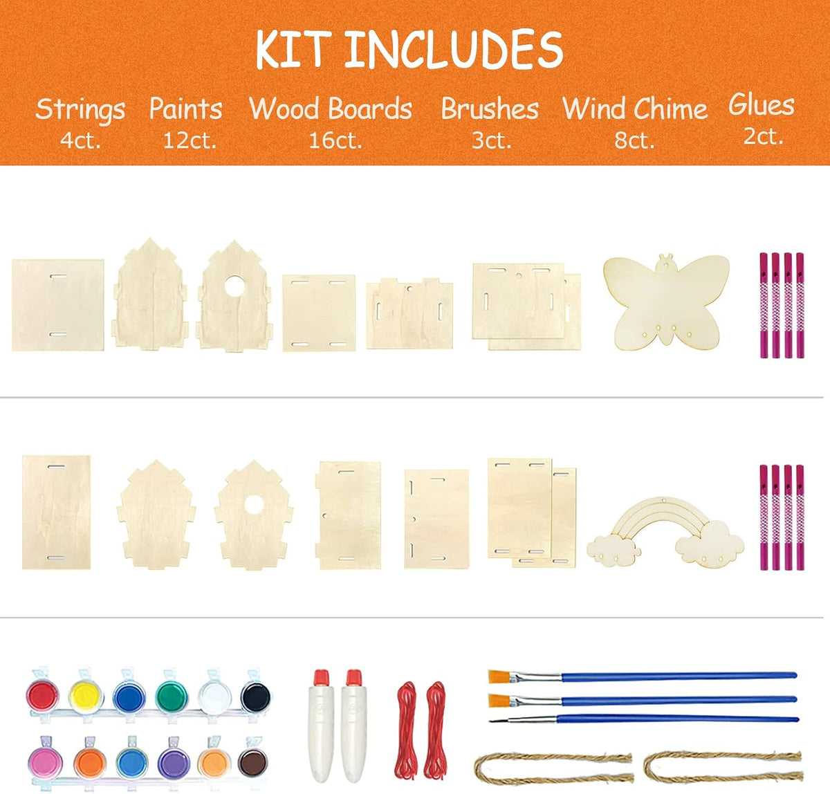 4 Pack DIY Bird House Wind Chime Kit for Crafts for Kids Ages 4-8 – Fun for Kids & Family - image 4