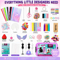 AGENTLAN fashion designer kit for girls with mannequins, fabrics, ribbons and rhinestones - view 5