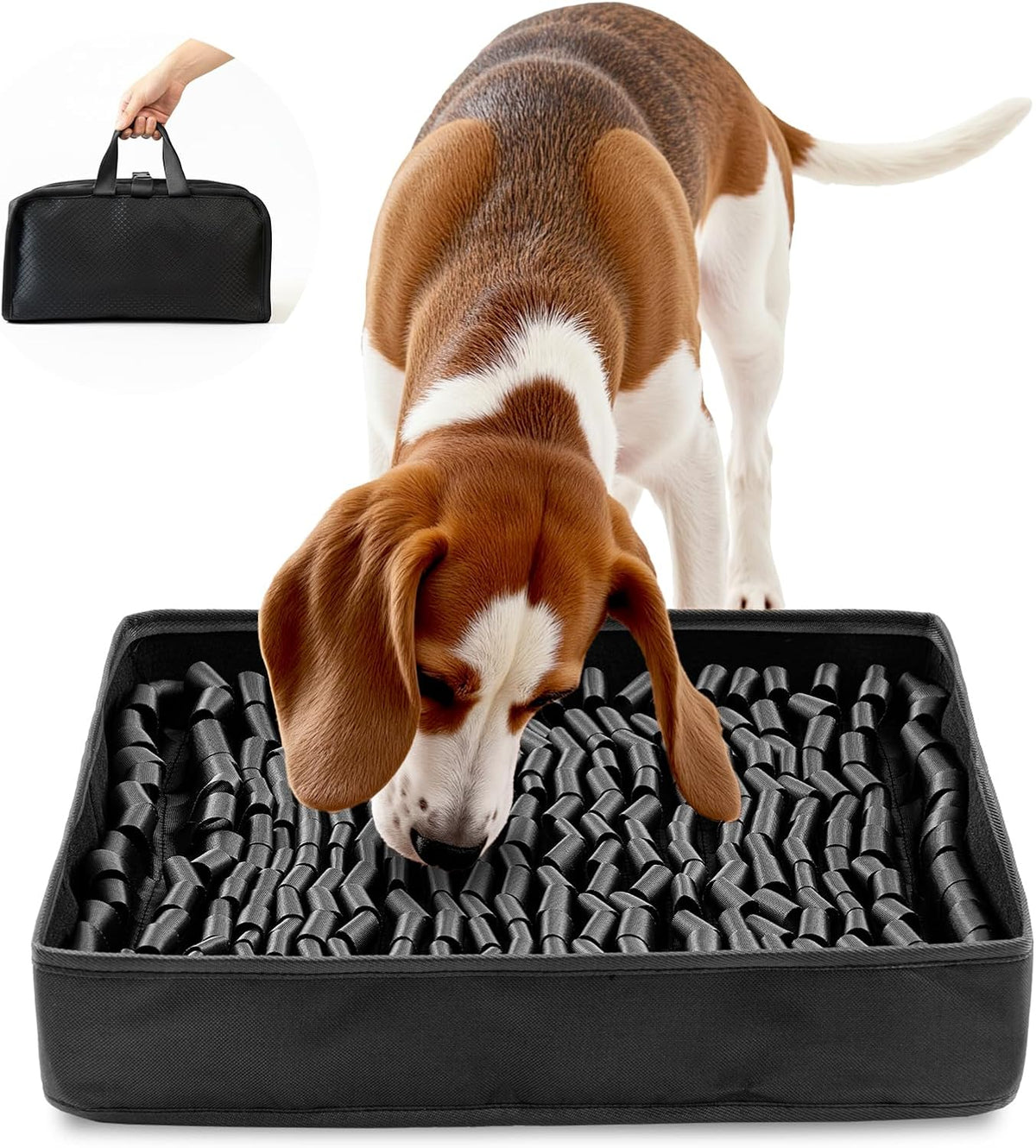 FunFurry Snuffle Mat for Dogs, Dog Puzzle Mat - Black / 14"L x 12"W