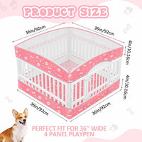 2 Pack Dog Playpens Cover and Bottom Mat Fits 4 Panels - Pink - image 2