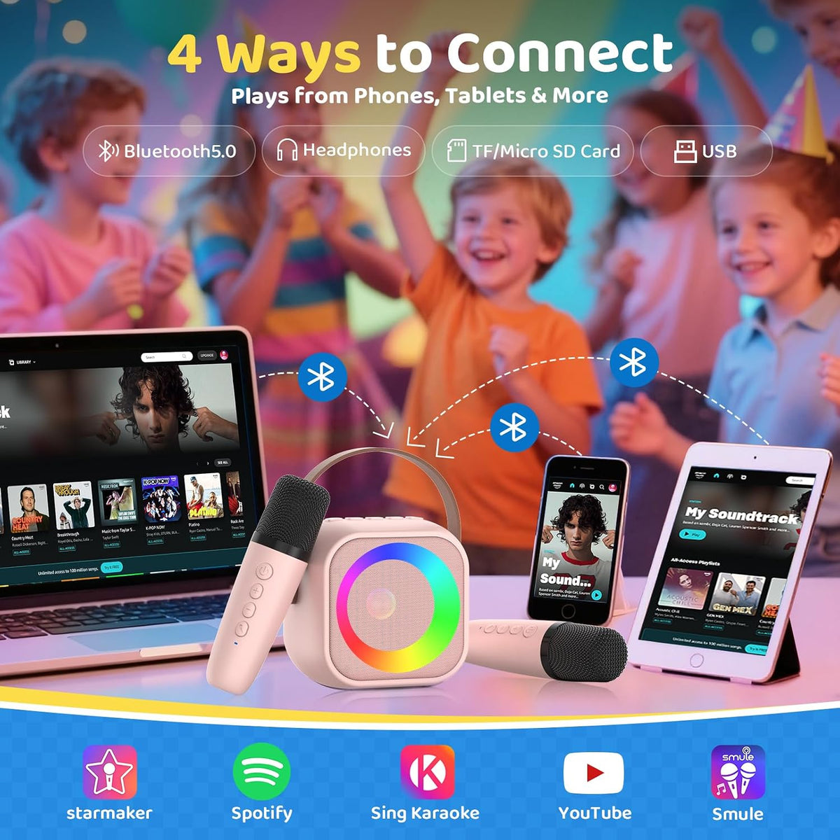 Karaoke Machine for Kids, Toys for 3-12 Years Old Girls Gifts – Fun for Kids & Family - Pink - image 4