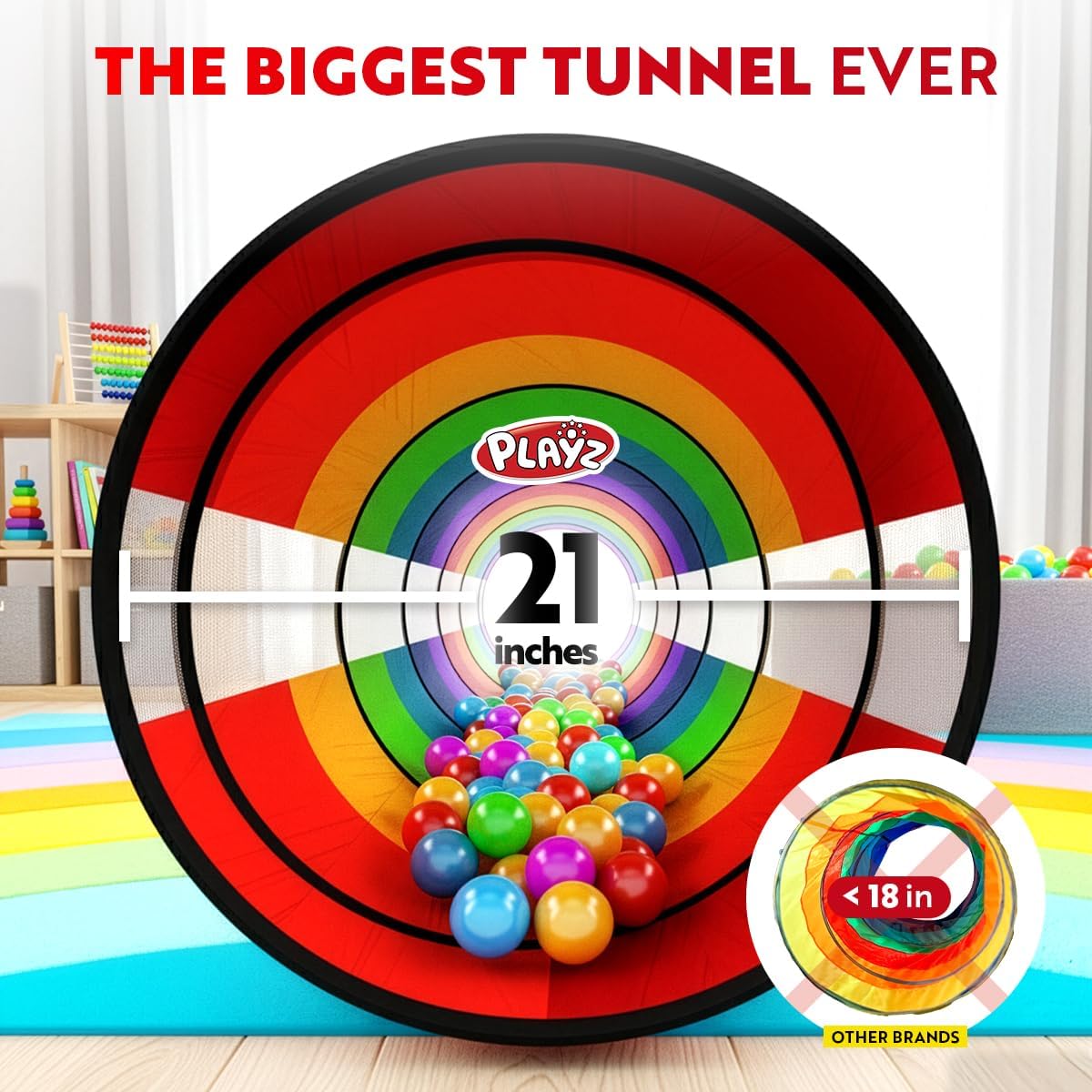 Playz Kids Play Tunnel Toys for Toddlers 1-3 - Rainbow - image 2