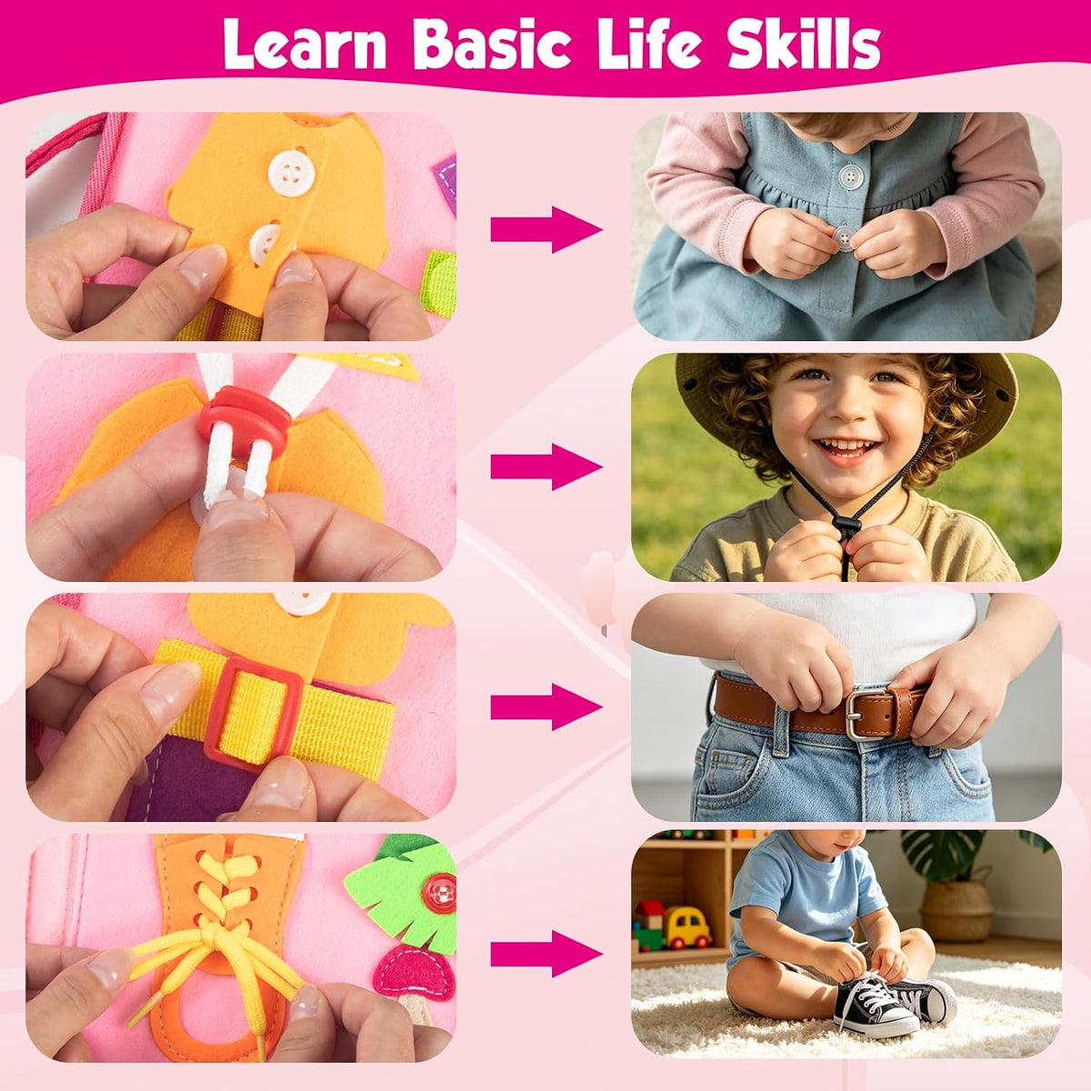 Winblo Toddler Busy Board - Rose Pink - image 4