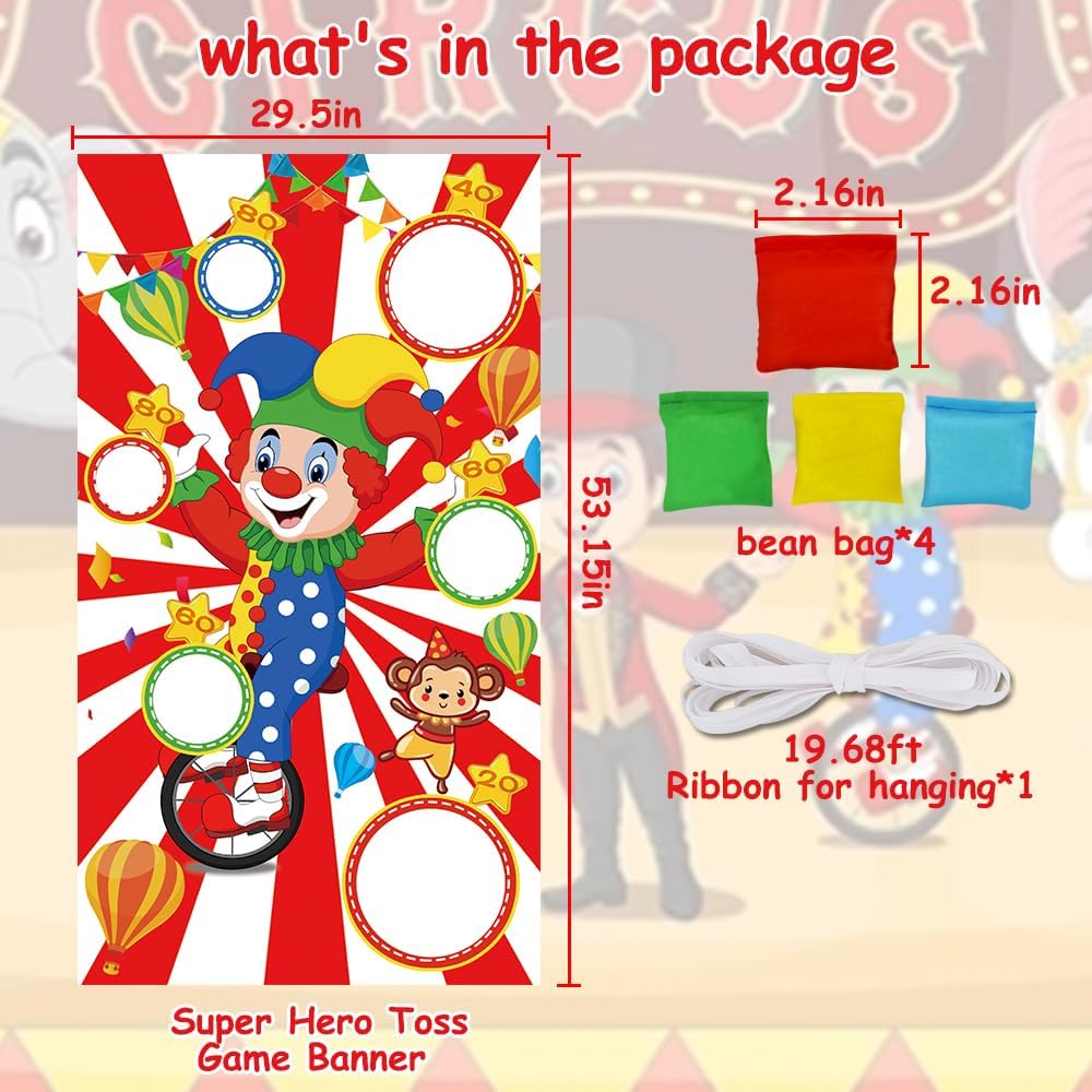 TONIFUL carnival toss game banner with 6 holes and 4 colored bean bags - view 2