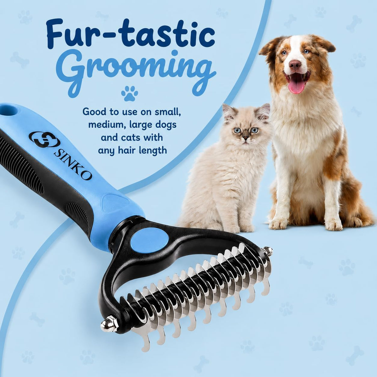 Sinko Shedding Brush For Dog and Cat - Blue - image 4