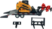 Big Country Toys 1:20 scale track skid steer with auger, bucket, hay fork and flatbed trailer