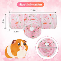 Guinea Pig Tunnel Hideout 3-Way Collapsible Small Pet Tubes - Pink - image 2