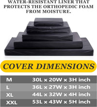 Dog Bed Covers 53L × 43W × 5H Inch Washable Grey Thickened Waterproof - Large-36" L × 27" W × 3" H / Black - image 2