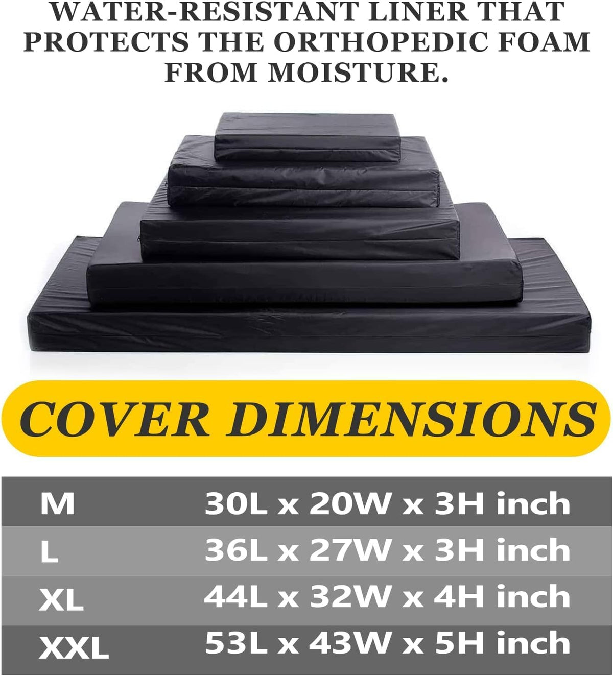 Dog Bed Covers 53L × 43W × 5H Inch Washable Grey Thickened Waterproof - Large-36" L × 27" W × 3" H / Black - image 2