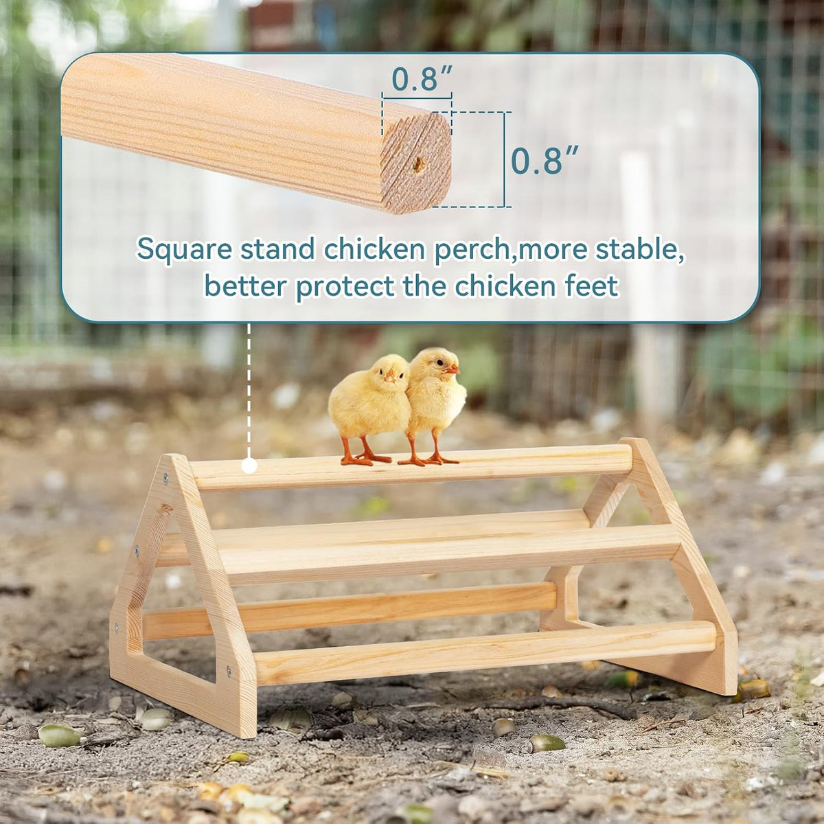 PETSFIT Baby Chick Roosting Bar, Anti-Rotation, Solid Wood - 14.4"L×10.6"W×6.7"H / Basic - image 2