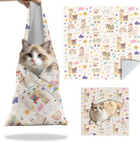 27.6"Cat Grooming Wrap, Self Adhesive Cat Wrap for Cutting Nails, Anti-Escape Calming Cat Swaddle Wrap for Medicine Ear Cleaning, Alpaca Anti-Scratch Cats Burrito Restraint Blanket, Practical Pet Tool