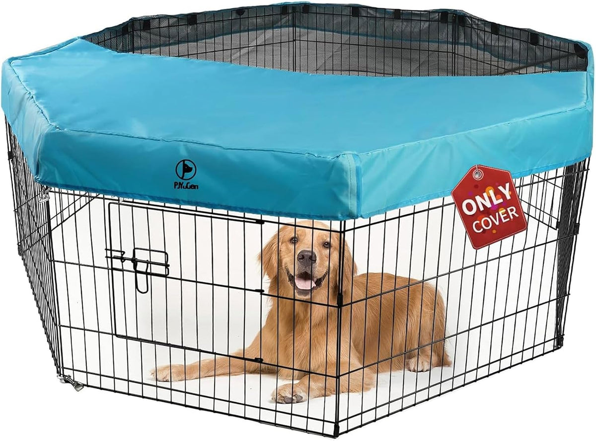 Playpen Top Cover for 24'' Width 8 Panel Pen - Blue / Only Top Cover, Adhesive Tape Connections