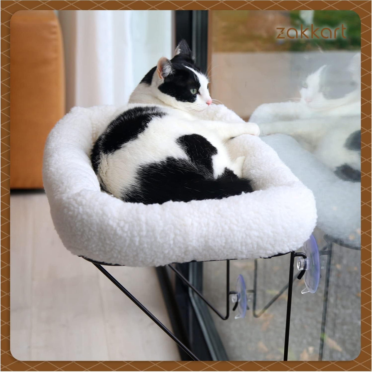 Zakkart Cat Window Perch, 100% Metal Supported from Below – Essentials for Cats - White - image 2