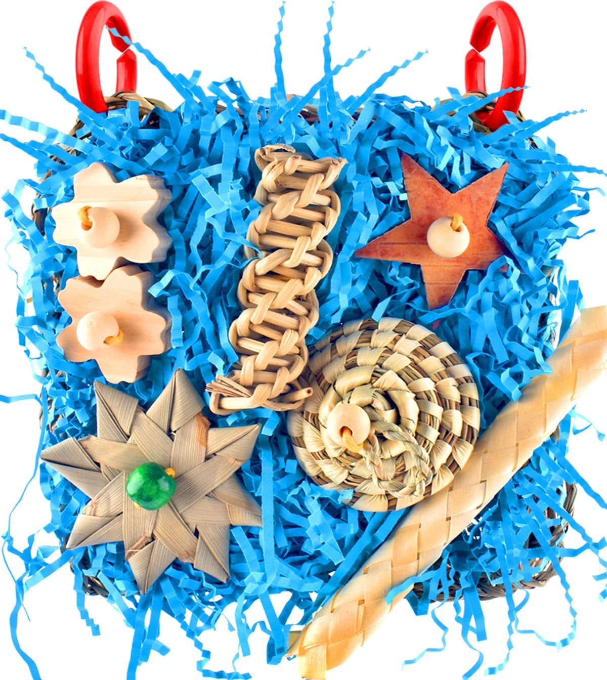 KATUMO Bird Toys, Grass Mat Foraging Climb Toy for Parakeet Cockatiel – Essentials for Birds - Blue