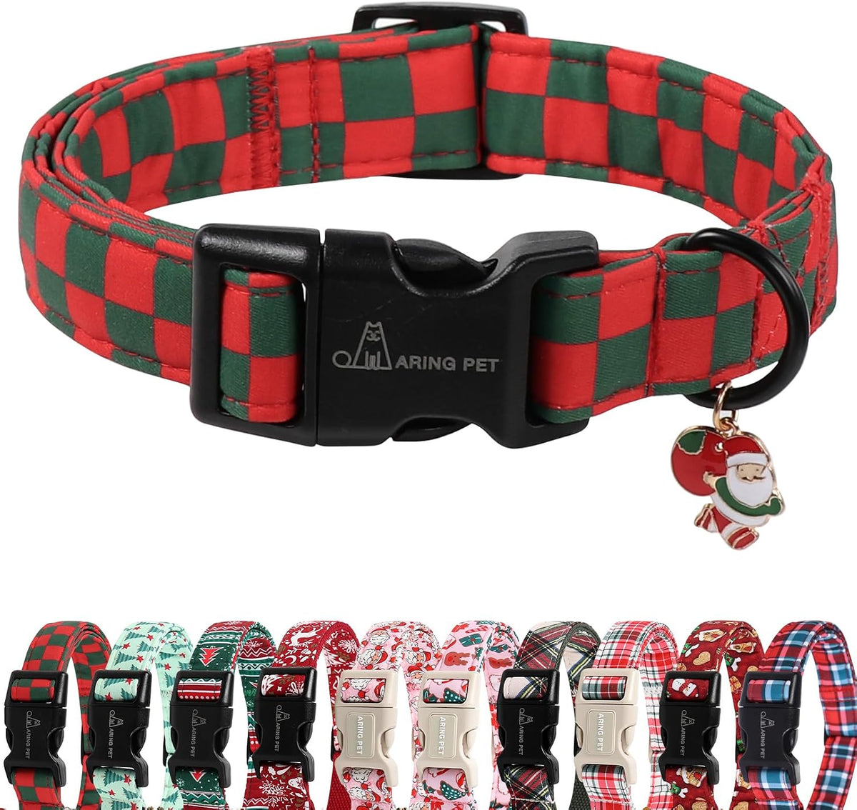 ARING PET Fall Dog Collars - Large / Christmas Red Green Checkered