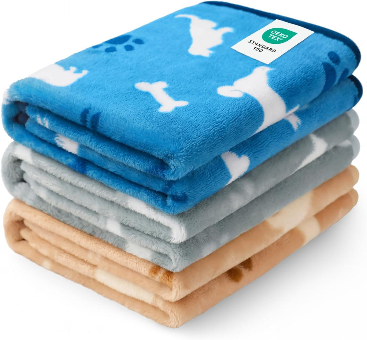 Luciphia Dog Blanket 3 Pack - 23x16 inch (Pack of 3) / Blue/Khaki/Gray