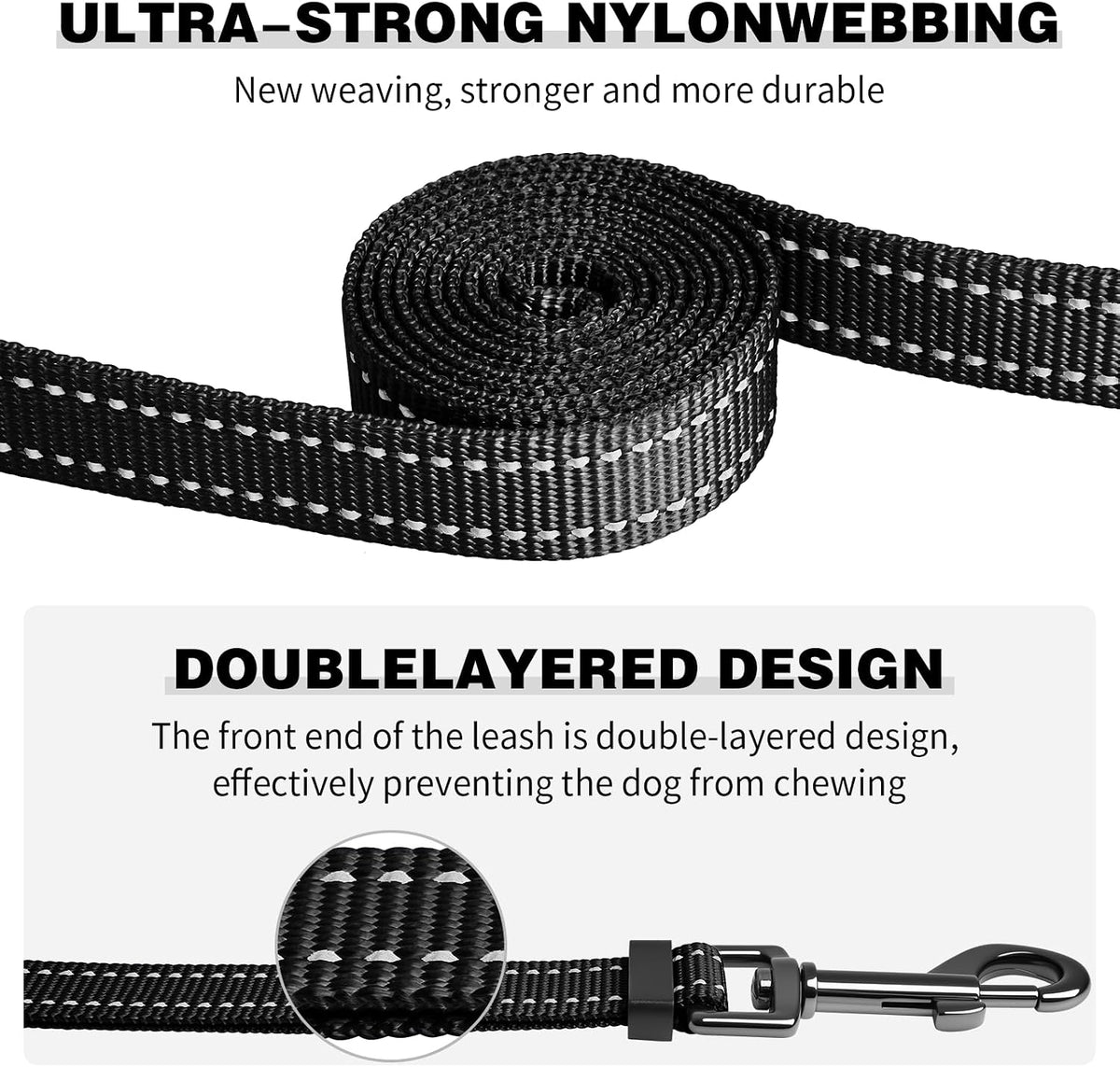 Kazazoo Hands-Free Dog Leash Adjustable Length 5-8 Ft - Black / M - image 4
