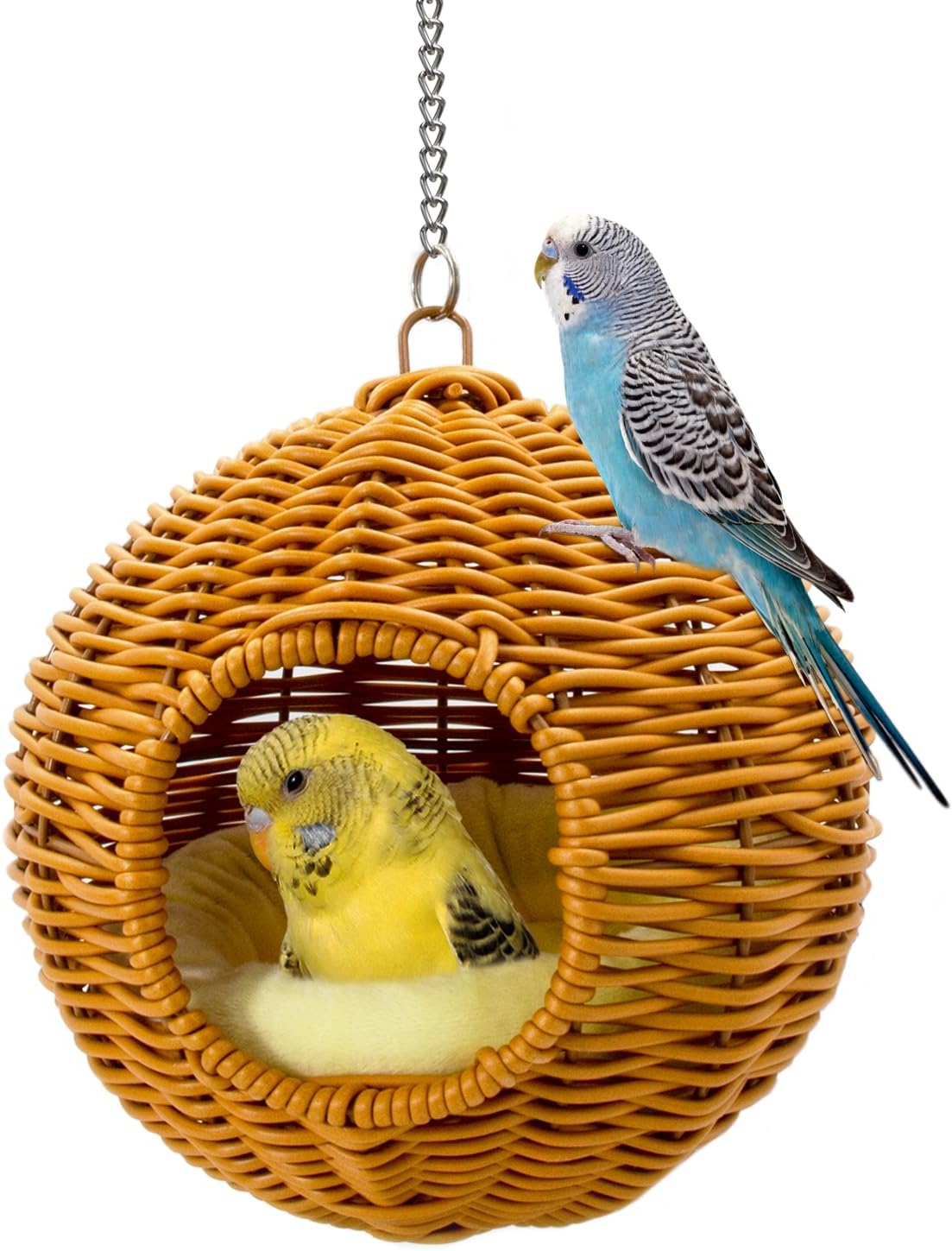 Chewproof Steel Frame Bird Nest for Cage - S-Long Chain-brown for Small Birds