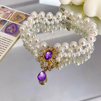 Pearl Pet Necklace with Gem Pendant