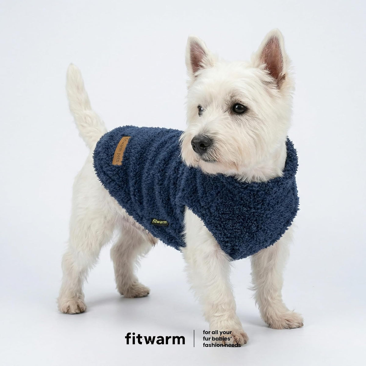 Fitwarm 2 Pack Striped Fleece Dog Sweater - Medium / Blue-Grey - image 2