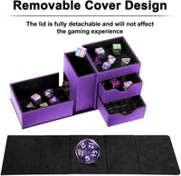 Stepane dice tray and dice tower storage box in black and red PU leather with drawers - view 17