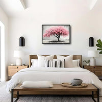 Extra Large Framed Pink Tree Wall Art,Abstract Tree of Life Wall Decor,Pink and Grey Pictures for Living Room,Canvas Print Painting Modern Artwork Bedroom Office Bathroom Home Decor 36L x24W