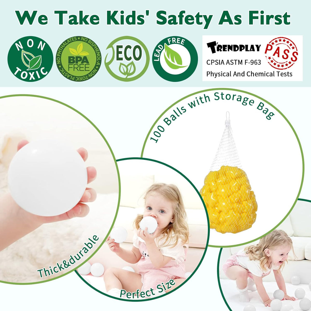TRENDPLAY 100 star-shaped plastic ball pit balls in pearl gold with storage bag - view 20