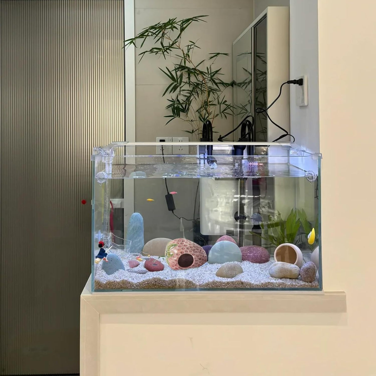 Pink Aquarium Decor Ceramic Cute Strawberry Betta Fish Tank Cave – Essentials for Fish - Pink / Strawberry - image 2