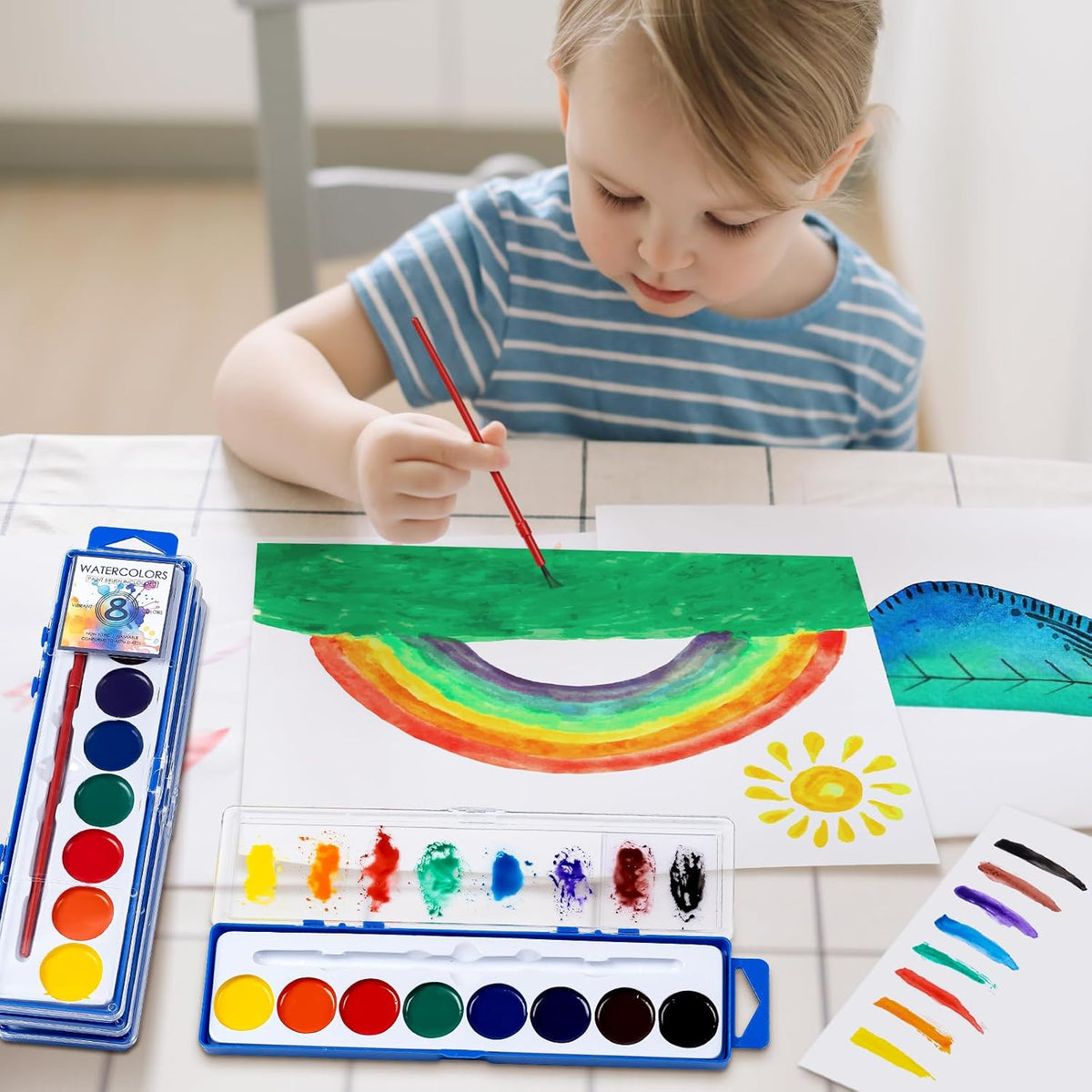 Jyusmile 36-pack washable watercolor paint set with 8 colors and a brush in each box - view 5