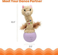 Catstages Electronic Dancing Llama Interactive Cat Toy, Wobbles and Plays Music, Battery Powered, Plush, White