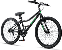 AVASTA Bilbo 18 20 24 Inch Kids Bike for Boys Girls Youth 5-14 Years - Black / 24 Inch with Kickstand