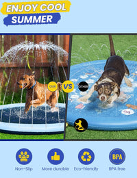 Splash Pad Non-Slip Dogs Cool Sprinkler Pool Extra Large Splash Pads – Fun for Kids & Family - 87 inch - image 2